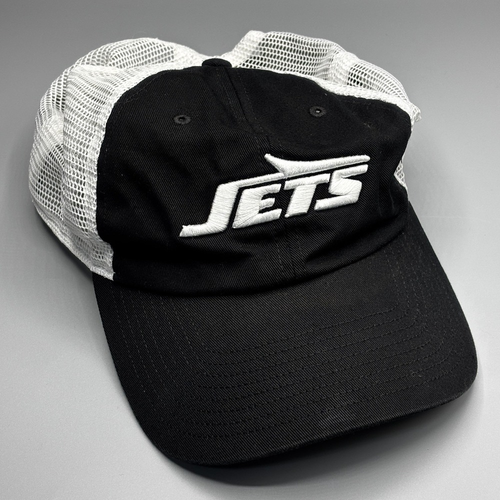 Fanatics New York Jets NFL Trucker Hat Black White Mesh Snapback Cap GUC